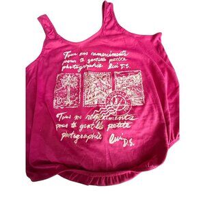 Vintage 80s  Graphic Crop Tank  Fuchsia Pink Size M